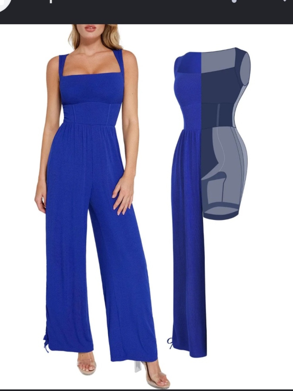 Nwt Popilush Shapewear Square Neck Tummy Control Wide Leg Jumpsuit $128 fall